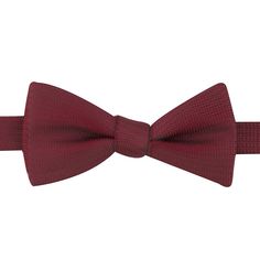 Look your absolute best while wearing this pre-tied bow tie from Bespoke. Look your absolute best while wearing this pre-tied bow tie from Bespoke. Bow-tying made simple. Watch now. Pre-tied design Adjustable strapFABRIC & CARE Polyester Spot clean Imported Size: One Size. Color: Dark Red. Gender: male. Age Group: adult. Pattern: Solid. Red Party Tie With Bow Tie Back, Red Bow Standard Bow Tie For Party, Red Bow Tie For Party, Classic Pre-tied Butterfly Knot Bow Tie, Classic Pre-tied Bow Tie With Butterfly Knot, Pre-tied Bow Tie, Classic Pre-tied Bow With Butterfly Knot, Fitted Red Bow Tie For Black Tie Events, Red Butterfly Knot Bow Tie For Black Tie Events