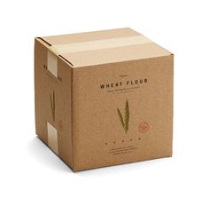 a cardboard box with wheat flour on the inside is shown in front of a white background