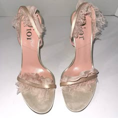 Condition: Excellent, See Last Photo For Tiny Mark. Size: 38.5 (Run A Little Small, I Would Say Best Fit A Size 8) - Vintage 2000’s - Satin - Lace Details - Rare Style Wedding Shoes Dior, Vintage Pink Heels, 2000s Dior, Dior By John Galliano, Fashionable Work Outfit, Lace Heels, Shoe Inspo, Wedding Heels, Dior Shoes