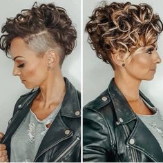 Cutting your hair short can be stressful and intimidating. Make sure you do it right to avoid regrets and awkward in-between phases. If you’re thinking of committing to a drastic length change for your hair, check out these trendy short hairstyles for women before you head to your local salon. 1. Curly Pixie Cut with[Read the Rest] #hairstylist #hairstyles #hair Shaved Side Hairstyles, Short Curly Hairstyles, Short Curly Haircuts, Haircuts For Curly Hair, Curly Hair Women, Curly Hair With Bangs, Shaved Sides, Short Hair With Bangs, Curly Hair Cuts