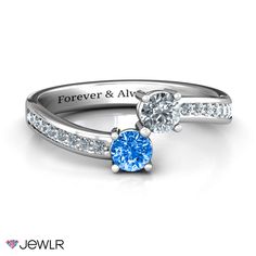 This stunning ring is sure to make the perfect gift for anyone on your list. Two round stones shine in the center of this asymmetrical bypass style, accented by a row of gemstones decorating the front of the band. You can personalize this ring in silver or gold with your choice of genuine or simulated gemstones and a special engraving. This style is perfect for a modern engagement ring! Fine Jewelry Anniversary Bypass Ring With Gemstone, Fine Jewelry Gemstone Bypass Ring For Anniversary, Anniversary Fine Jewelry Bypass Ring With Gemstone, Diamond Birthstone Ring, Modern Engagement Ring, Two Stone Ring, May Birthstone Rings, Natural Emerald Rings, Silver Heart Ring