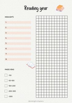 a printable reading year chart with books on it