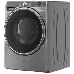 a washing machine with the door open and it's front loader on top