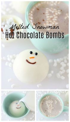 Snowman Hot Chocolate, Chocolate Snowman, Diy Hot Chocolate, Hot Chocolate Gifts, Christmas Hot Chocolate, Food Chocolate, Hot Chocolate Bars, Chocolate Bomb, Hot Chocolate Recipes