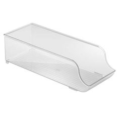 a clear plastic shelf with two sections for storing items on the bottom, and one section for