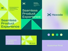 four different types of business brochures with the words seamless product experience on them