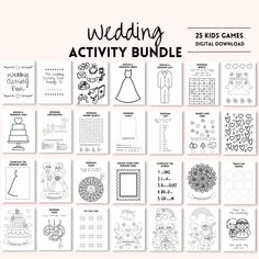 the wedding activity bundle is shown in black and white