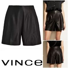 Vince Women's Black Leather Hidden Side Zipper Summery Style Shorts Size 6 Crafted From Buttery Leather, Our Short Sits High At The Waist With A Wide Leg For A Flattering Fit. Darts At The Front And Back Waist Provide A Seamless Fit. Fully Lined. Invisible Side Zip. Hidden On-Seam Pockets. 100% Leather. Set Your Summery Style To Supple Swagger In These Buttery Leather Shorts, Smoothly Tailored And Discreetly Fastened With A Hidden Side Zipper. Hidden Side-Zip Closure Leather Professional Leather Mini Pleated Skirt, Black Leather Mini Skirt, Grey Mini Skirt, Wool Mini Skirt, Paneled Skirt, Sequin Mini Skirts, Womens Pencil Skirts, Style Shorts, Leather Hide