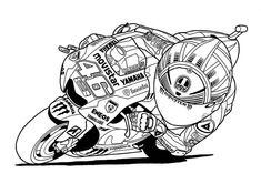 a black and white drawing of a motorcycle