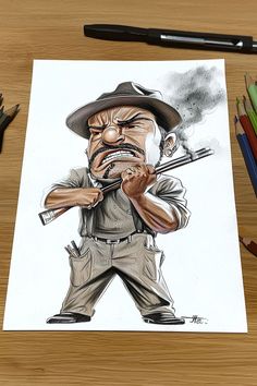 A graffiti-style drawing of a tough gangster character with exaggerated facial expressions and a hat, showing easy graffiti drawing techniques. Gangster Drawings