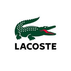 the lacoste logo is shown in black and red