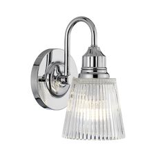 Quintiesse Addison 1 Light Wall Light Polished Chrome - Decolight Ltd Water Source, Bespoke Lighting, Direct Lighting, Ribbed Glass