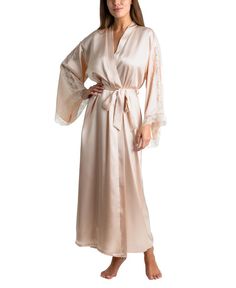 Linea Donatella Women's Luxe Brides Blush Lingerie Long Robe - Macy's Blush Lingerie, Beige Silk, Bare Beauty, Silk Robe, Long Train, Jet Setter, Hollywood Fashion, Dining Room Bench, Luxe Gifts