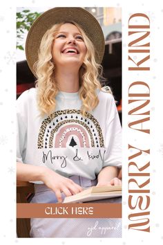 a woman wearing a hat and holding a book in her hands with the words merry new year on it