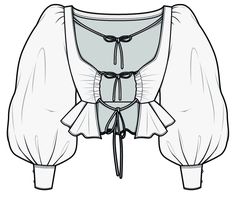 the front view of a blouse with an attached neckline and tie around the waist