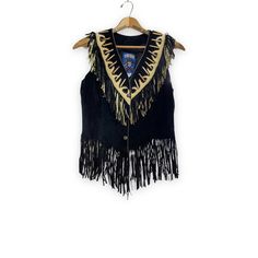 Vintage Women's Leather Vest, Tribe America Leather Vest, Fringed Leather Vest, Beaded Leather Vest, Western Vest, Boho Vest Fringe Leather Vest, Leather Fringe Vest, Boho Festival Outfit, Women Leather Vest, Vintage Hangers, Western Vest, Boho Vest, Fringe Vest, Festival Clothing