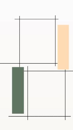 an orange and green rectangle is shown in the middle of a white background with black lines