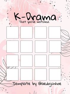 a printable k - drama game with the words that you've watched on it