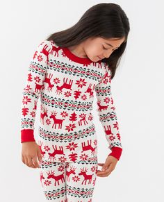 Supersoft Dear Deer long-sleeve organic cotton pajamas are breathable in summer and cozy in winter, made to hand down again and again. • Hypoallergenic & eczema-friendly • Sensory-friendly scratch-free seams that lay flat on the skin • Made to last 2x as long • OEKO-TEX® certified safe from hundreds of harsh chemicals 100% organic combed cotton rib knit Super-smooth flatlock seams Encased stretch waist Ready-to-grow cuffs keep the fit OEKO-TEX® STANDARD 100 | GOTS Certified by OTCO Prewashed Imp Cozy Cotton Holiday Sleepwear, Playful Cotton Sleepwear For Winter, Holiday Playful Sleepwear, Holiday Cotton Loungewear Sleepwear, Holiday Cotton Sleepwear For Loungewear, Playful Long Sleeve Sleepwear For Holidays, Playful Cotton Holiday Sleepwear, Holiday Cotton Loungewear Sets, Playful Cotton Sleepwear For Holidays