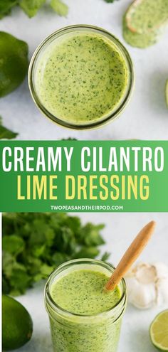 creamy cilantro lime dressing in mason jars