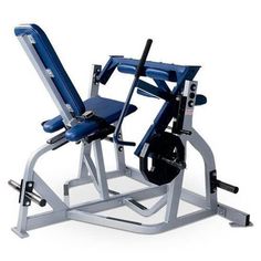 a blue and white exercise machine on a white background