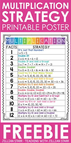 a poster with the words, multiplication fact and freebie for kids