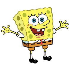 a cartoon spongebob character with his arms and legs spread out to the side