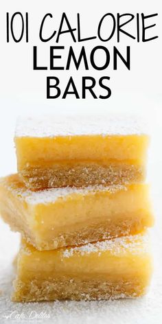 lemon bars stacked on top of each other with the words 101 calorie lemon bars