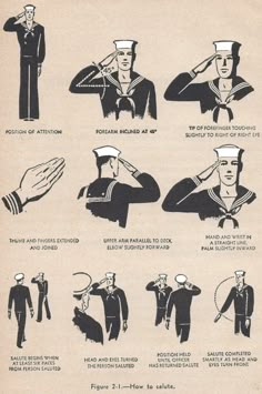 an old navy poster with instructions on how to use the sailor's hand signals