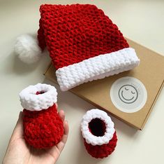 Christmas baby hat and booties, christmas photo prop, baby santa hat, crochet santa hat, new baby christmas gift Traditional, festive and absolutely adorable. This matching hat and bootie set makes the perfect gift for your little ones first Christmas. Made with softest, most luxurious red velvet yarn and super fluffy white faux fur pom-poms. Brand new to the Bagel Face Christmas Collection! Available in 0 - 12 months (see size guide) Unisex Handmade/Crochet Colour may vary slightly Ideal christ Santa Hat Crochet, Baby Santa Hat, Crochet Santa Hat, Baby Christmas Gift, Baby Santa, Christmas Photo Props, Crochet Santa, Velvet Yarn, Baby Christmas Gifts