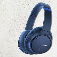 the sony headphones are blue in color