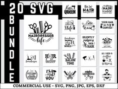 20 svg files for hairdressers to use on t - shirts and other items