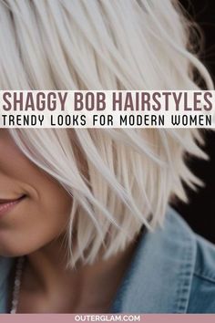 Bob Hairstyle Ideas, Short Shaggy Bob, Shaggy Bob Hairstyles, Cute Bob Hairstyles, Shaggy Bob Haircut, Short Shaggy Haircuts, Trendy Bob Hairstyles, Inverted Bob Hairstyles, Choppy Haircuts