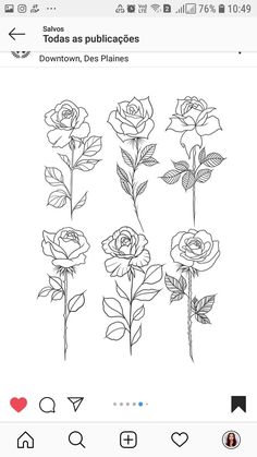 an iphone screen with flowers drawn on it