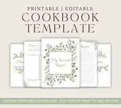 the printable cookbook template is ready to be used as a recipe book or menu