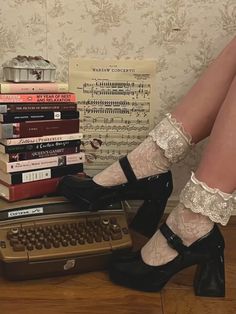 Romantic Coquette, Vinyl Aesthetic, Romantic Academia, Dark Coquette, Dark Academia Aesthetic, Mary Jane Pumps, Academia Aesthetic