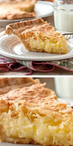 there are two different types of pies on the same plate and one is coconut pie