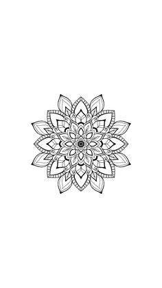 a black and white drawing of a flower with leaves on it's petals in the center