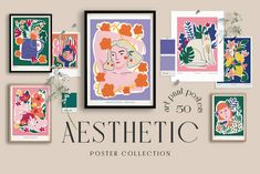 the aesthetic poster collection is featured in this image