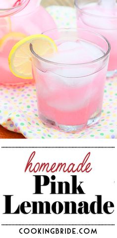 homemade pink lemonade in glasses on a table