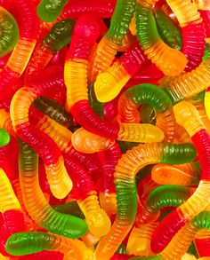 Stock up on chewy, fruity favorites! Our resealable bulk pouch of colorful gummy worms is perfect for enjoying your treats on the go. Each bag weighs approximately 8 oz (1/2 lb). Our warehouse handles finished products that contain/may contain allergens. Gummy Worms Aesthetic, Java Sok, Letter Pictures, Gummy Sweets, Chocolate Letters, Gummy Candies, Sugar Love, All Candy, Gourmet Snacks