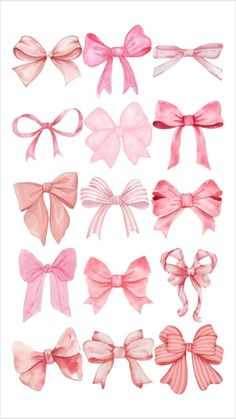 a bunch of pink bows on top of each other