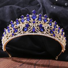 Royal Blue Tiara, Navy Quince, Royal Blue Crown, Quince Crowns, Quince Crown, Sapphire Crown, Cosplay Crown, Blue Quinceanera