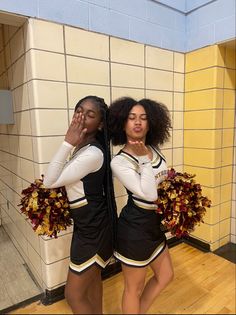 Cheerleaders | game day | black cheerleaders | cheer | nyc Cheer Pictures Black, Black Cheerleaders Middle School, Black Cheerleader Aesthetic, High School Cheerleader Aesthetic, Cheer Black, Cheer Games