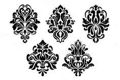 black and white damaska designs for wallpapers or paper art nouveau style