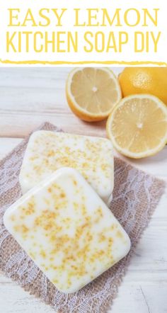 lemon soap on a towel next to sliced oranges