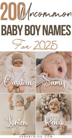 baby boy names for the new year with pictures of them in different styles and colors