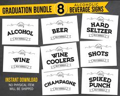 the graduation bundle 8 beverage signs