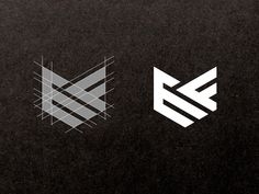 three different logos on black paper with white and grey lines in the middle, one is for