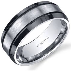 an image of a wedding band with the measurements for it in white gold and black ceramic